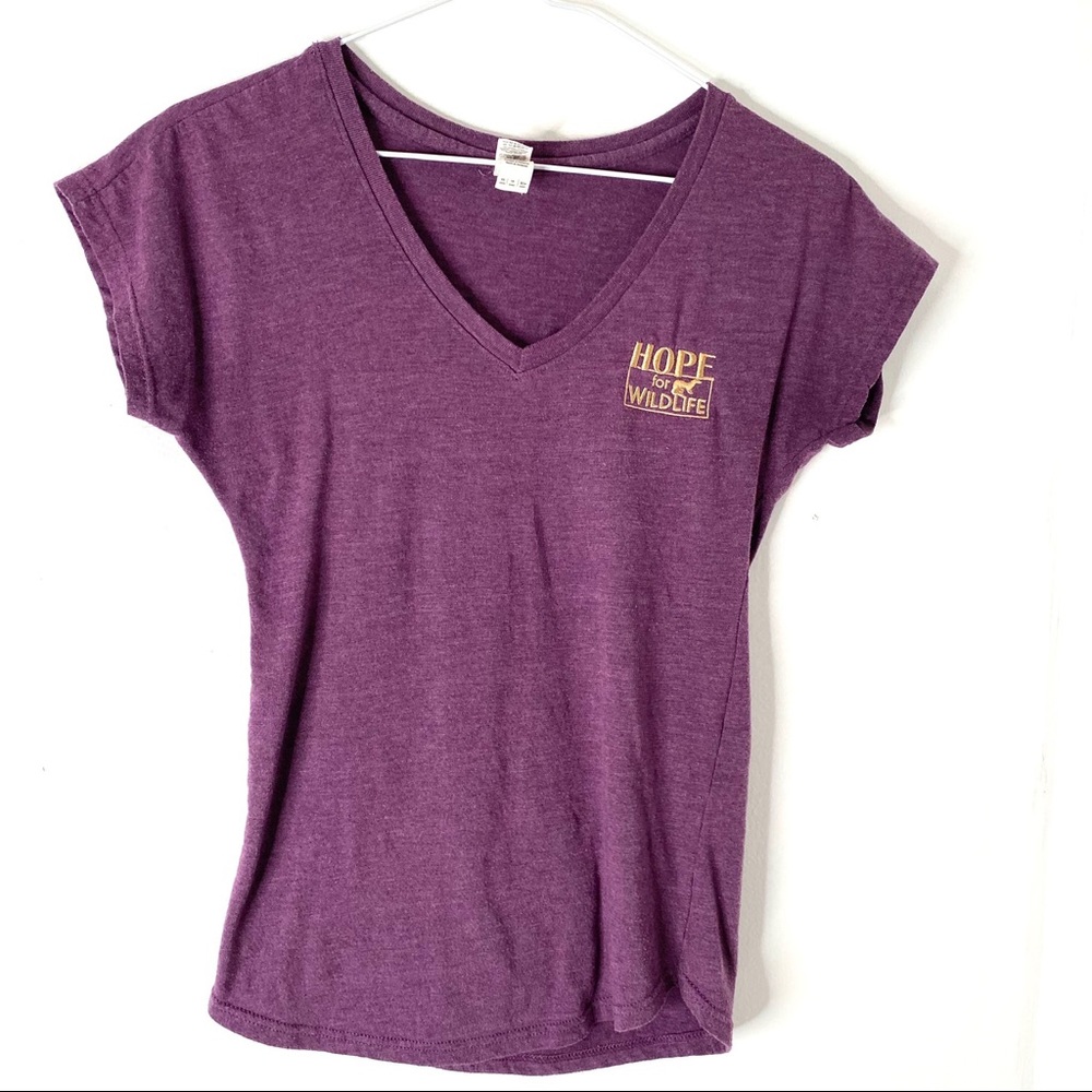 Hope For Wildlife Purple V-Neck Tee